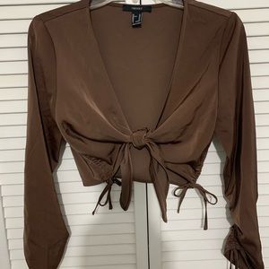 Forever 21 Brown Sexy Crop Blouse Top Size M